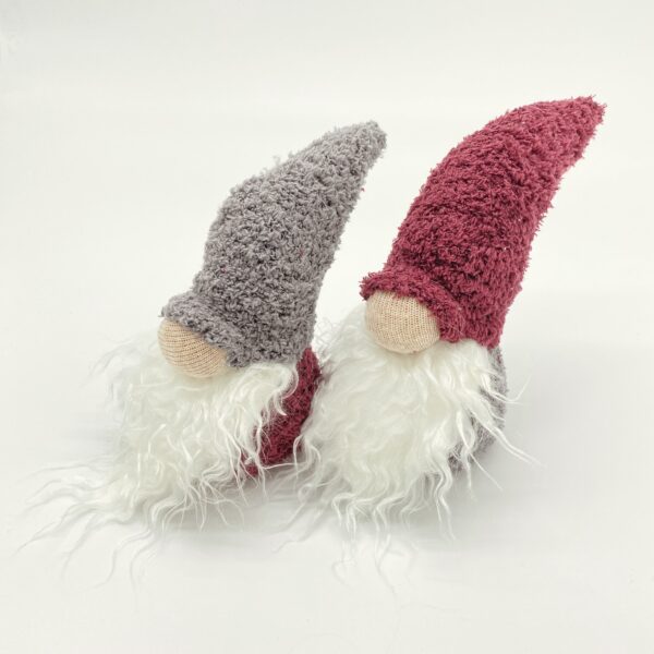 Deko-Wichtel grau/rot (gebogene Mütze)