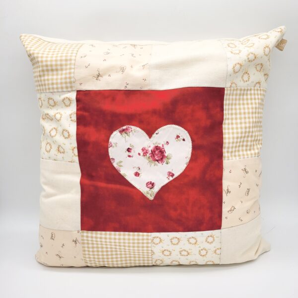 Patchwork-Kissenbezug "Herz"