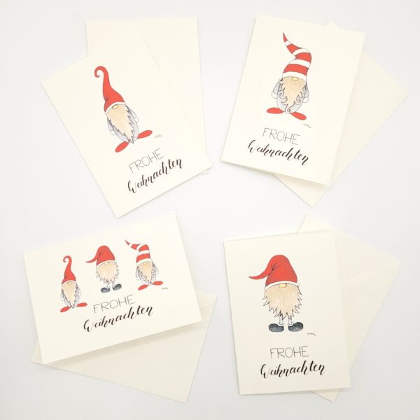 Grußkarten / Postkarten "Weihnachts-Wichtel" rot
