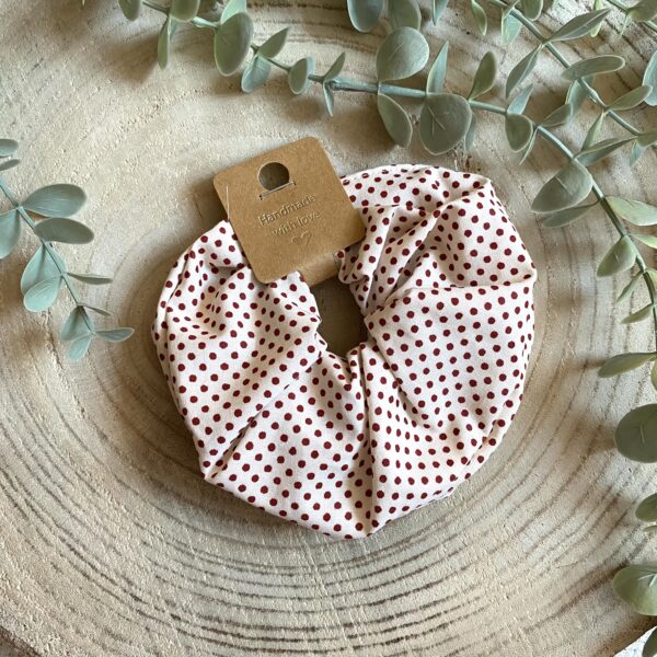 Scrunchie XL Haargummi "Pünktchen" creme/rot