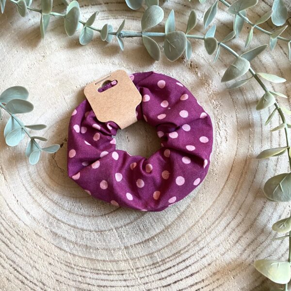 Scrunchie Haargummi Set "Retro" lila Polkadot & Streifen – Bild 2
