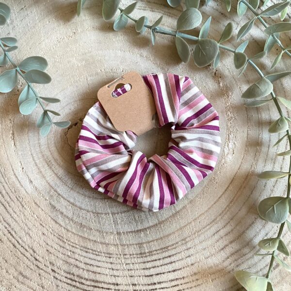 Scrunchie Haargummi Set "Retro" lila Polkadot & Streifen – Bild 3
