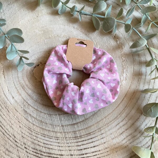 Scrunchie Haargummi Set "Herzchen" rosa & grau – Bild 2