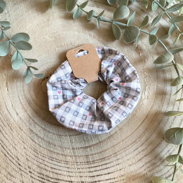 Scrunchie Haargummi Set "Herzchen" rosa & grau – Bild 3