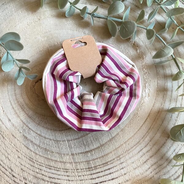 Scrunchie Haargummi Set "Retro" lila Polkadot & Streifen – Bild 4