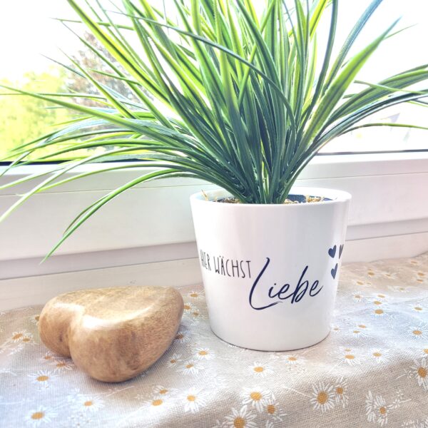 Blumentopf / Übertopf mit Spruch "Hier wächst Liebe"