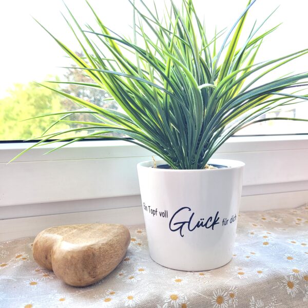 Blumentopf / Übertopf mit Spruch "Ein Topf voll Glück für dich"