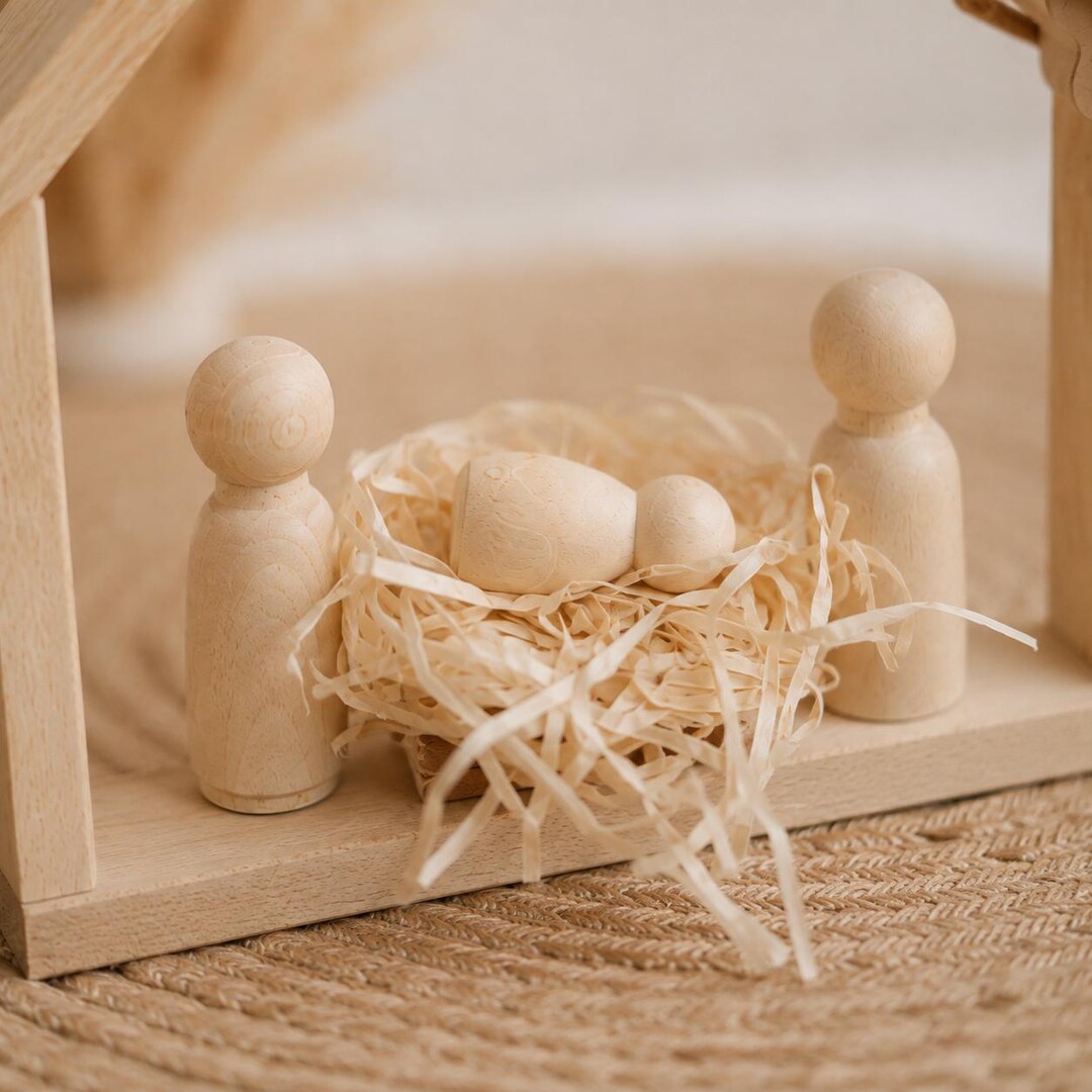 Minimalistische Weihnachtskrippe aus Holz – Bild 3