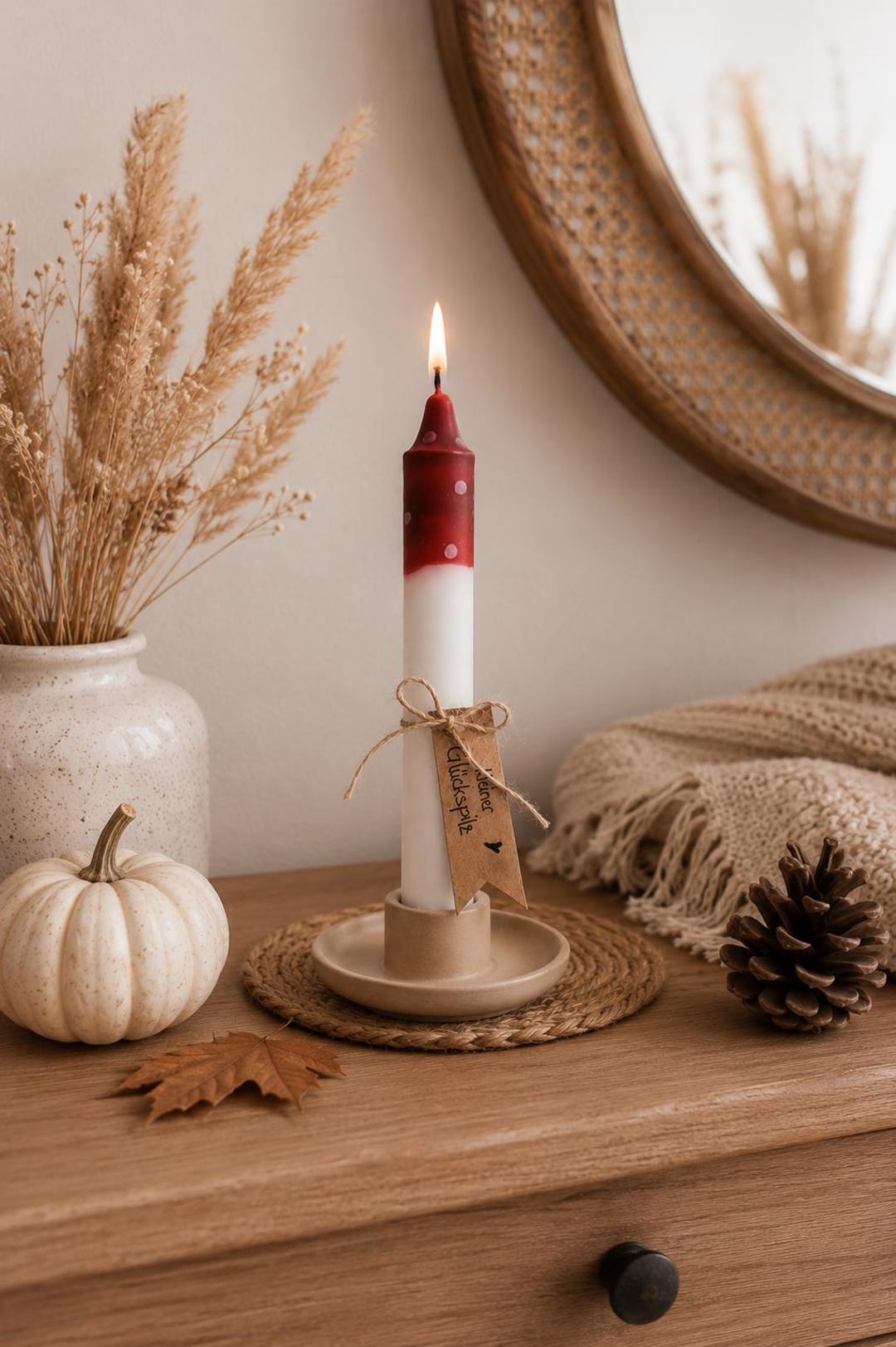 Fliegenpilz Pilzkerze als Herbstdeko