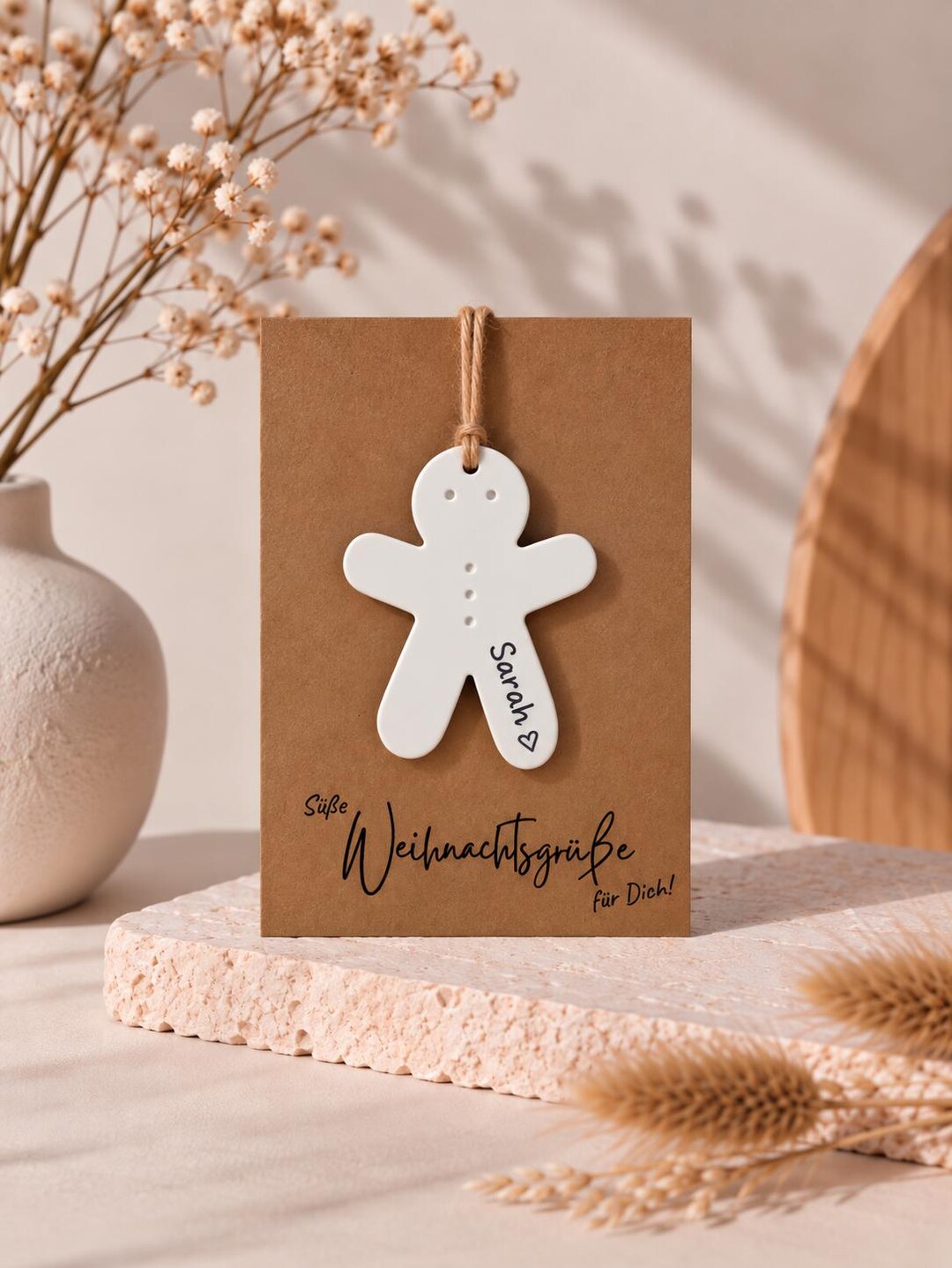 Personalisiertes Weihnachtsgeschenk mit Keramikanhänger | kleine Weihnachtskarte | kleines Geschenk mit Namen für Freundin | Wichtelgeschenk – Bild 5