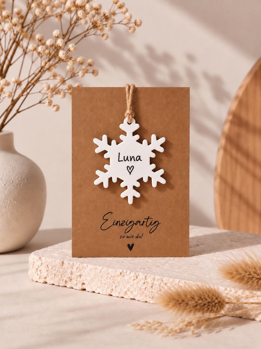 Personalisiertes Weihnachtsgeschenk mit Keramikanhänger | kleine Weihnachtskarte | kleines Geschenk mit Namen für Freundin | Wichtelgeschenk – Bild 3
