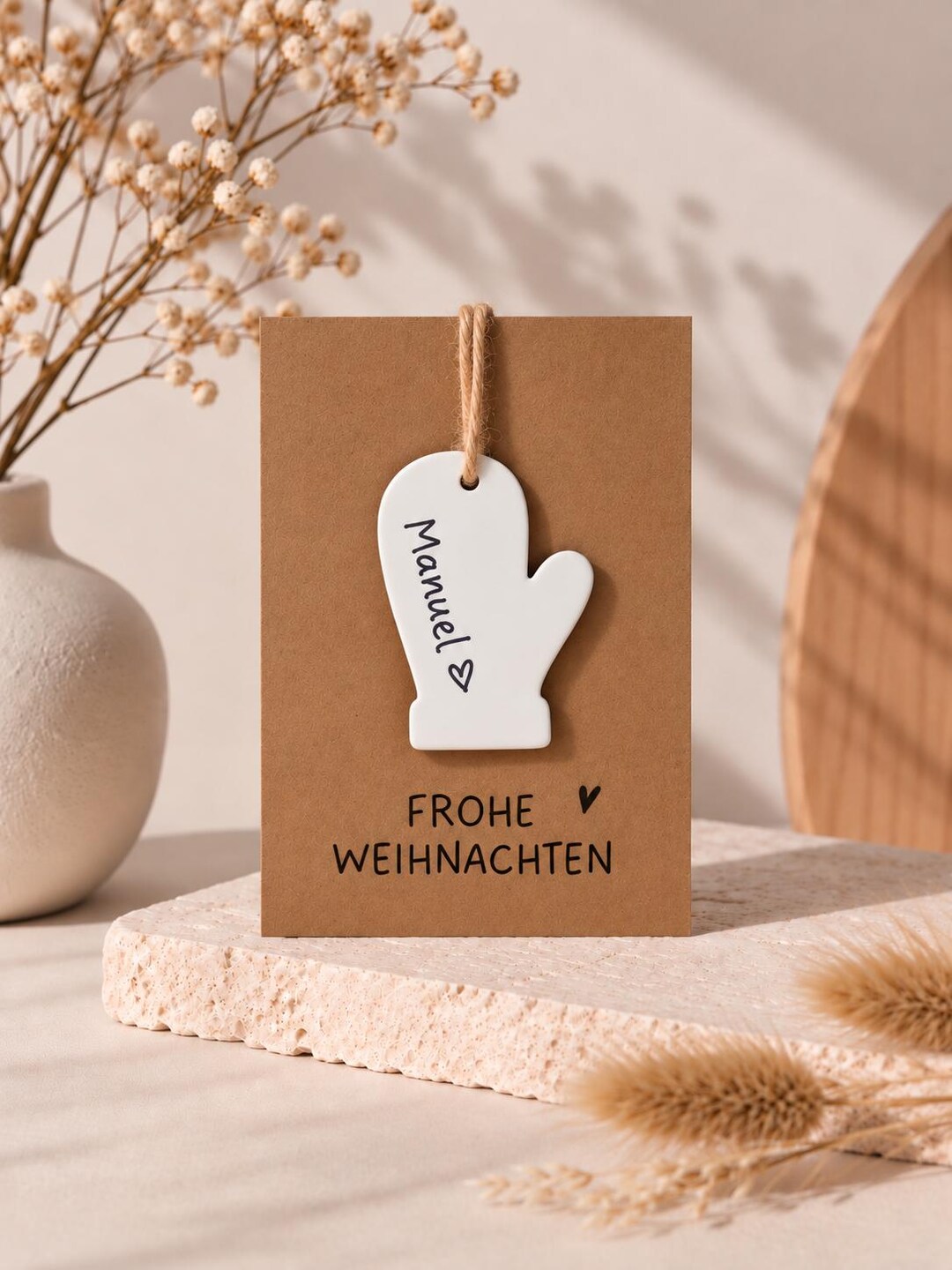 Personalisiertes Weihnachtsgeschenk mit Keramikanhänger | kleine Weihnachtskarte | kleines Geschenk mit Namen für Freundin | Wichtelgeschenk – Bild 7