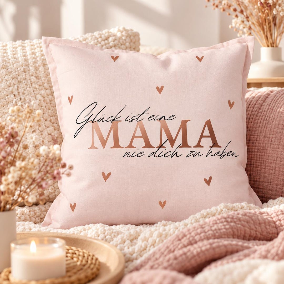 Kissenbezug rosa mit Spruch für Mama