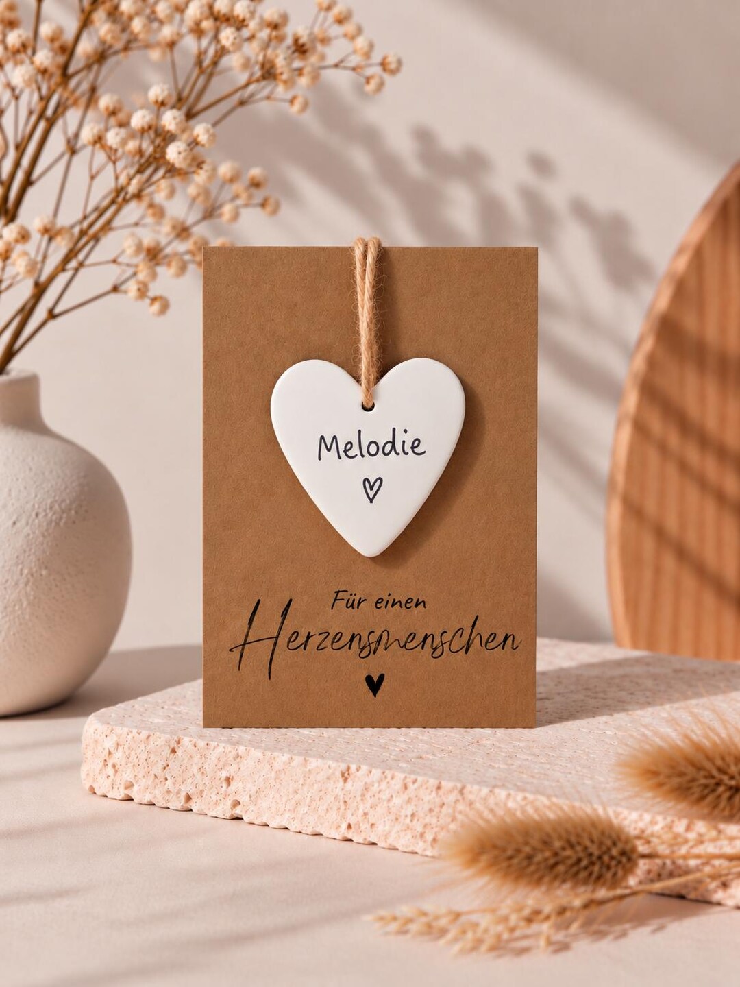 Personalisiertes Weihnachtsgeschenk mit Keramikanhänger | kleine Weihnachtskarte | kleines Geschenk mit Namen für Freundin | Wichtelgeschenk – Bild 2
