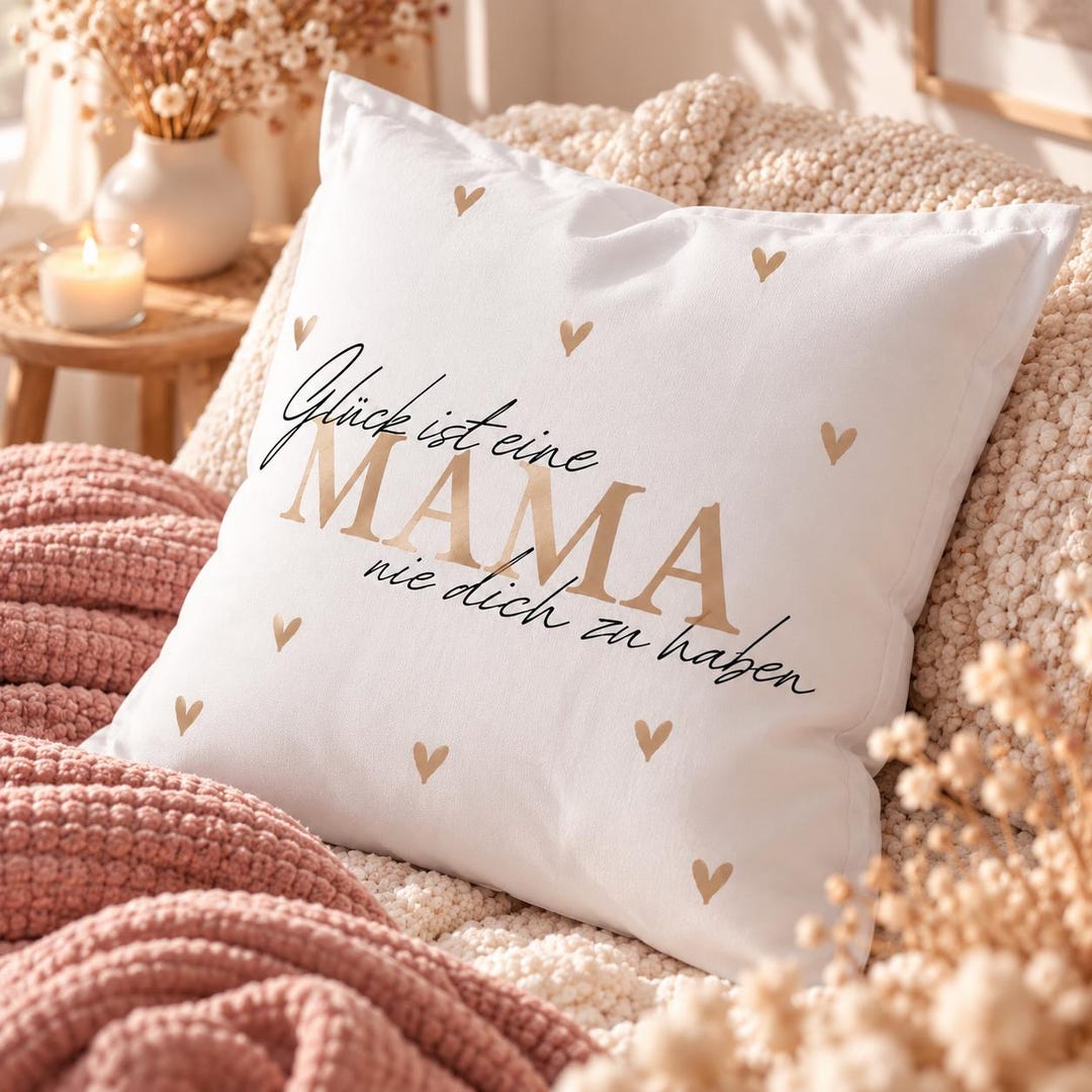 Personalisierter Kissenbezug Mama – Champagner Gold